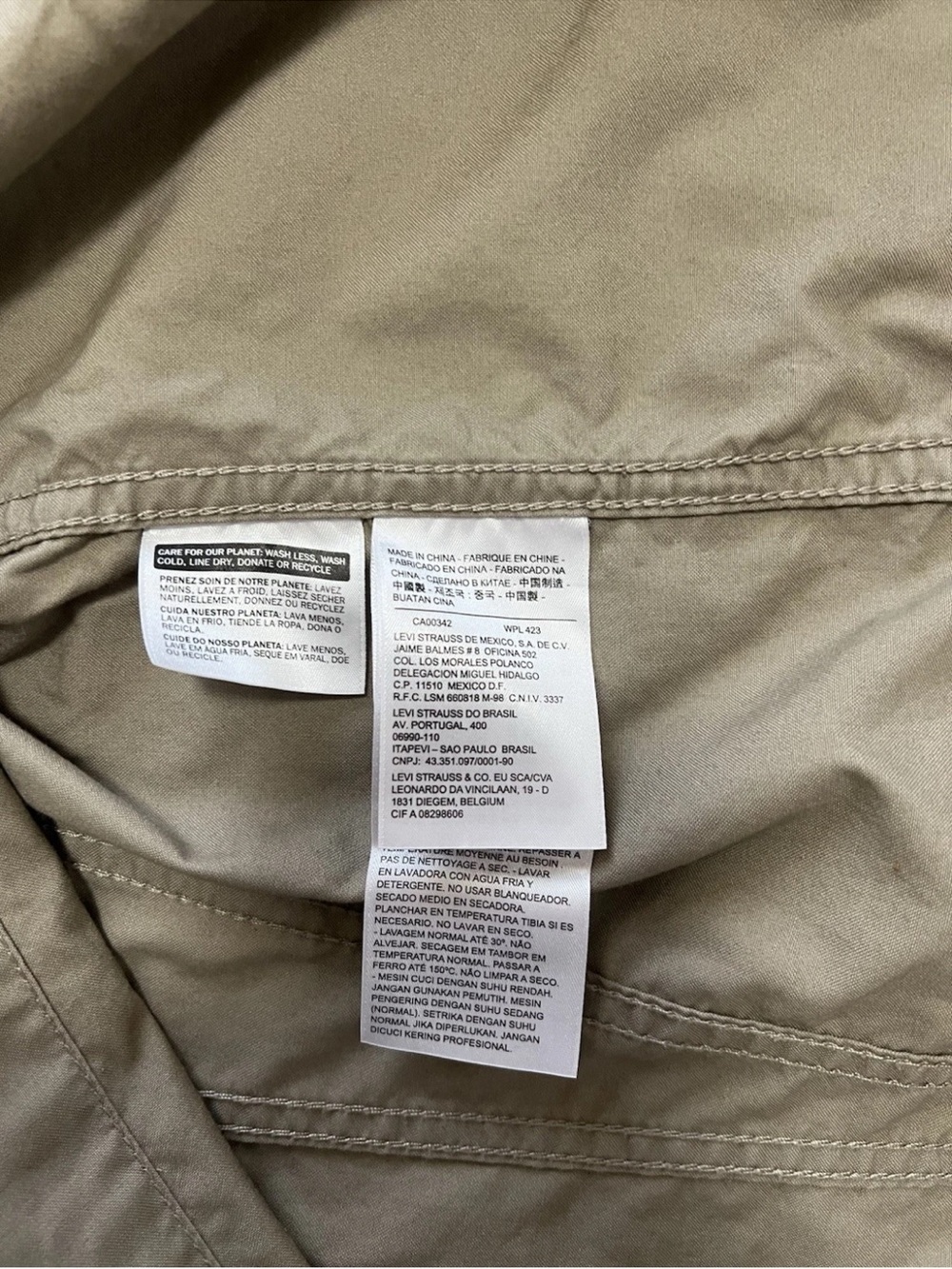 Levi's Men's M Lightweight Cotton Utility Trucker Jacket Khaki 72333 Unworn - Picture 4 of 9